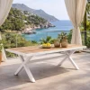 Mesa de Jardín Blanca Cerámica Imitación Madera GALICIA