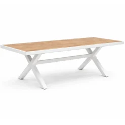 Mesa de Jardín Blanca Cerámica Imitación Madera GALICIA