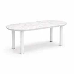 Mesa de Jardín Blanca 180 cm Aluminio Mármol ALGECIRAS