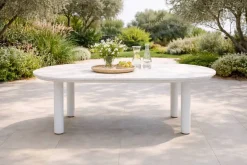 Mesa de Jardín Blanca 180 cm Aluminio Mármol ALGECIRAS