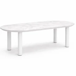Mesa de Jardín Blanca 240 cm Aluminio Mármol ALGECIRAS