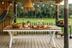 Mesa de Jardín de Aluminio Blanco y Resina de 200 cm MB-200825