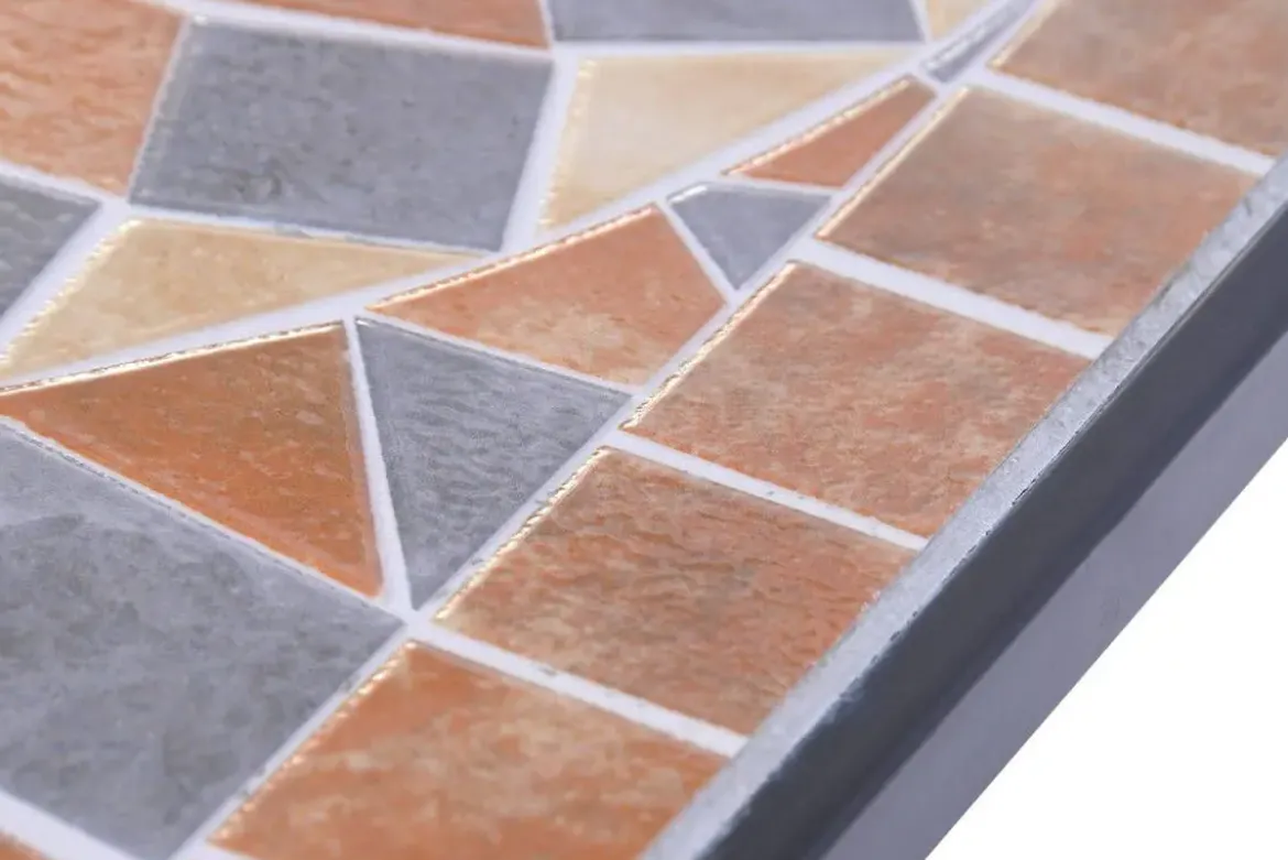 Mesa de Jardín de Forja con Tablero Cerámico Mosaico MB-224509