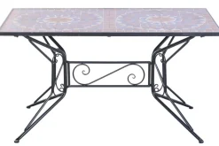 Mesa de Jardín de Forja con Tablero Cerámico Mosaico MB-224509
