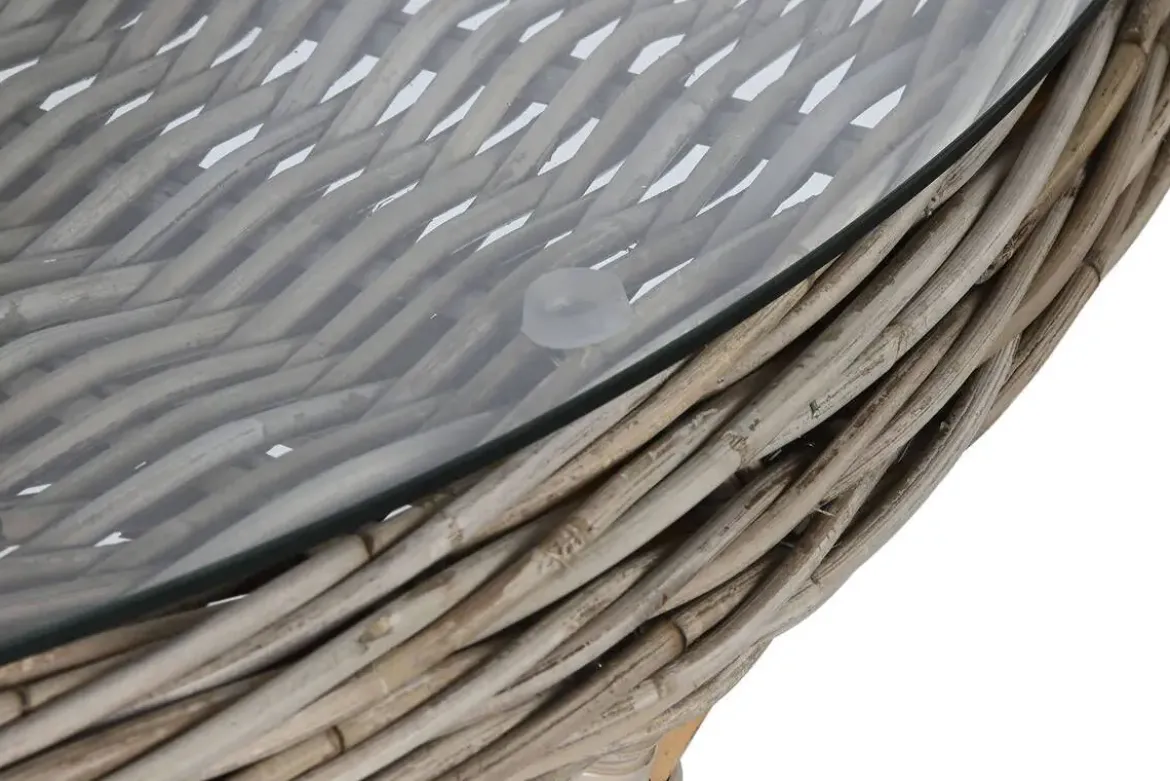 Mesa de Jardín de Ratán con Cristal Templado MB-213833