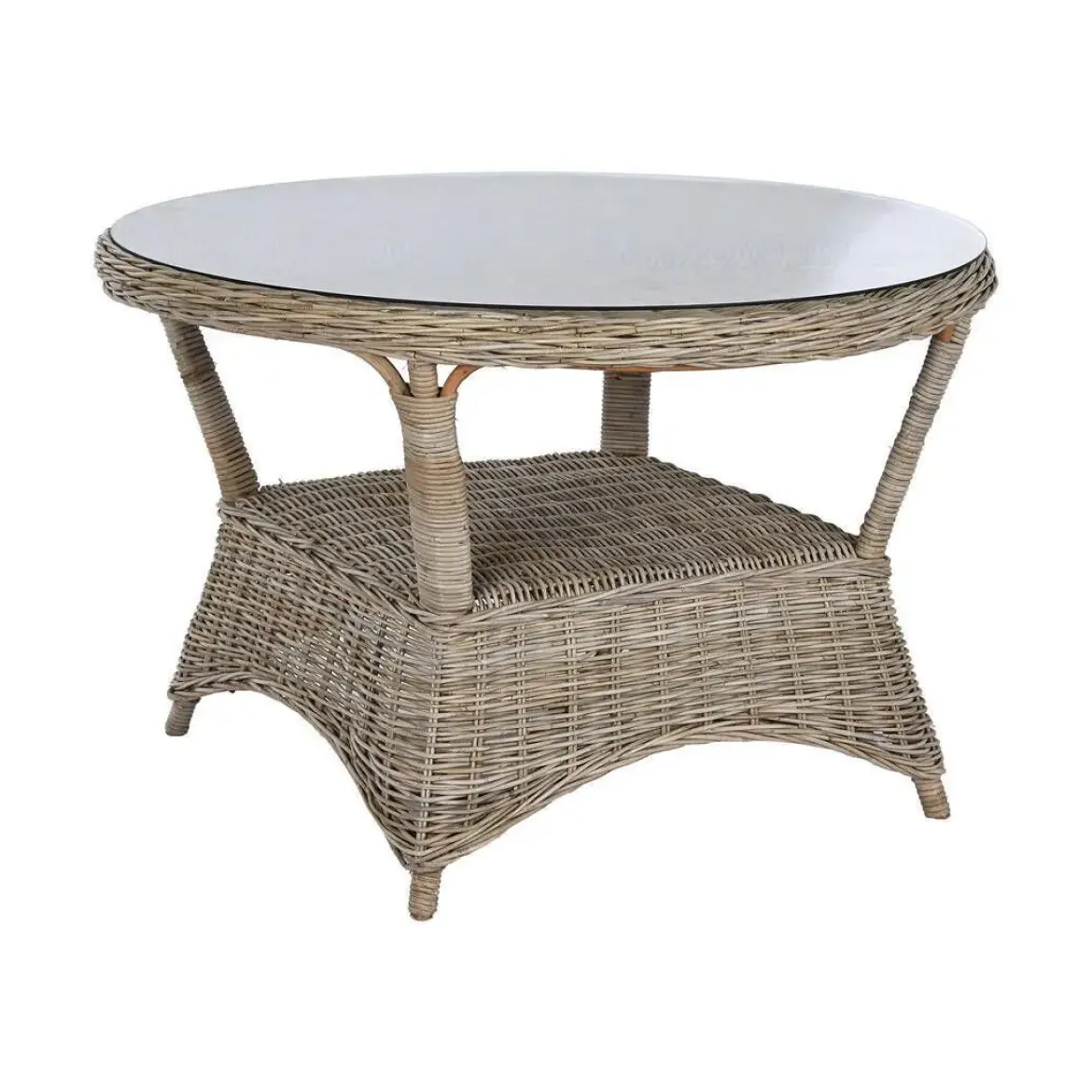 Mesa de Jardín de Ratán con Cristal Templado MB-213833