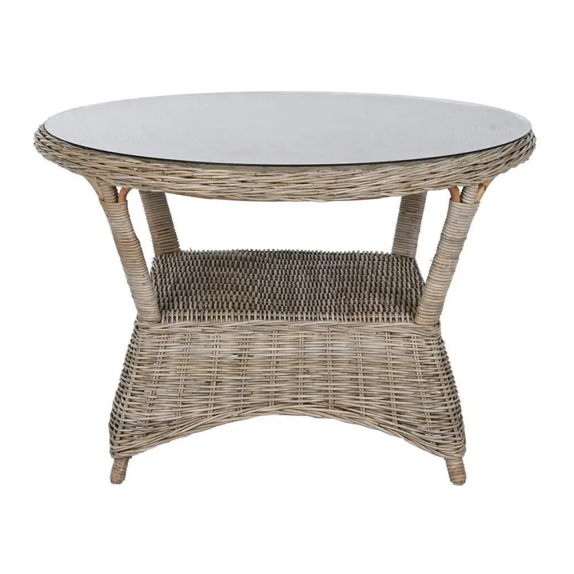 Mesa de Jardín de Ratán con Cristal Templado MB-213833