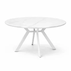 Mesa de Jardín Redonda de 110 cm Cerámica Blanca BARCELONA