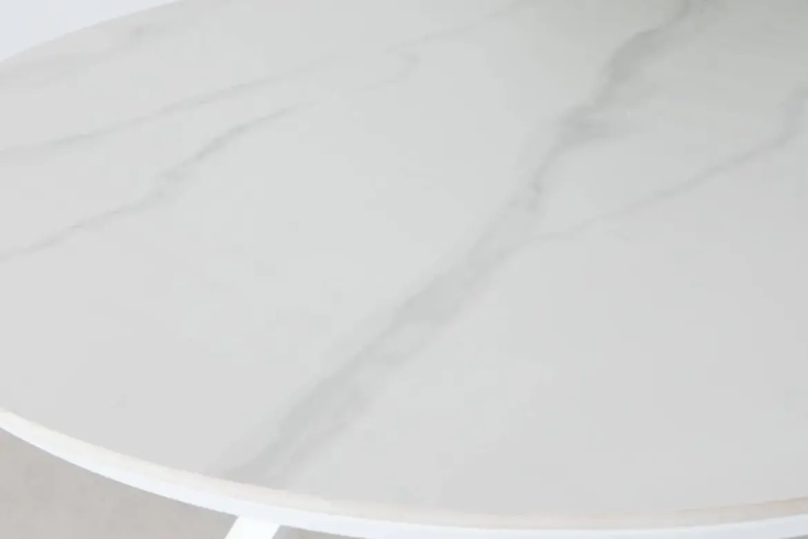 Mesa de Jardín Redonda de 110 cm Cerámica Blanca BARCELONA