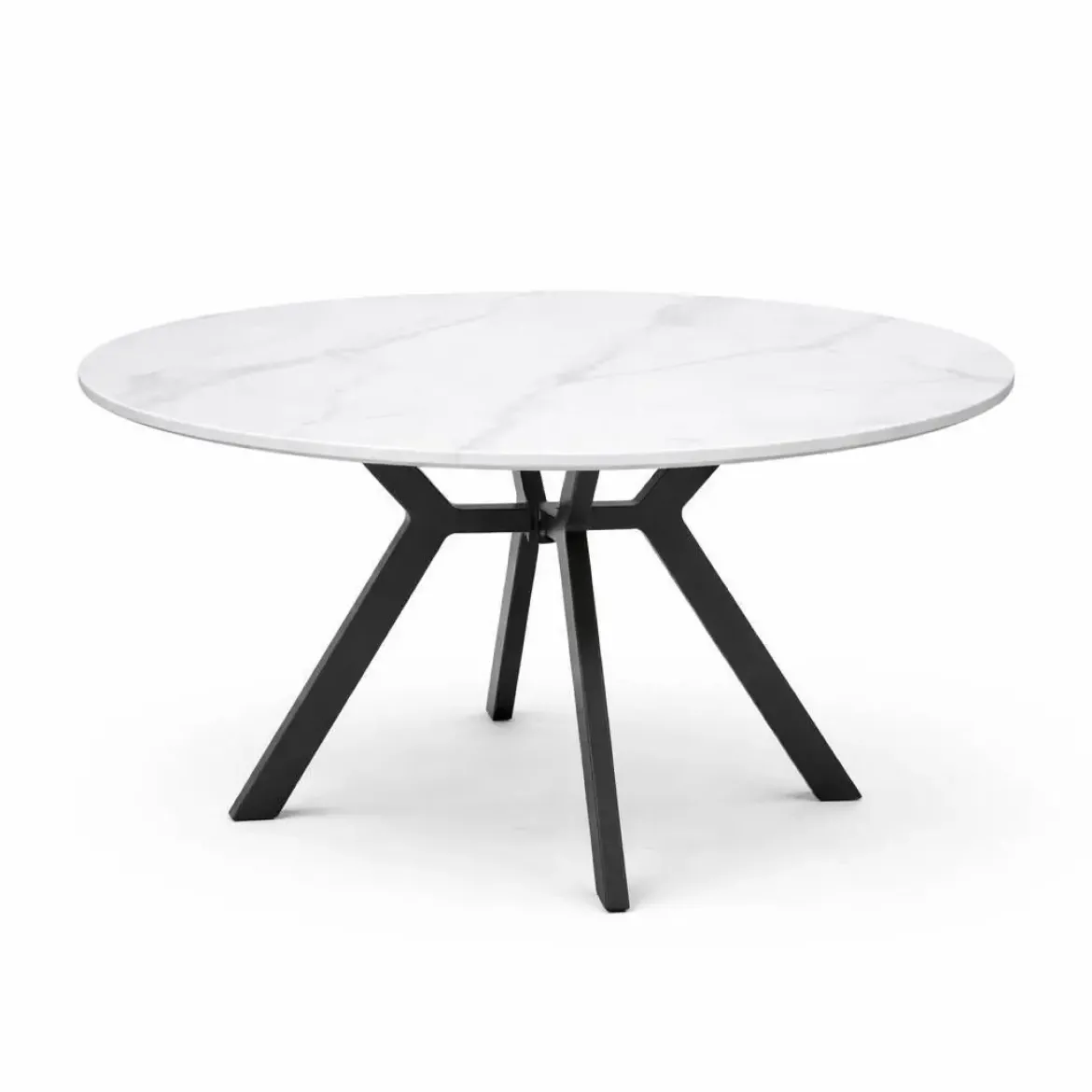 Mesa de Jardín Redonda de 110 cm Cerámica Antracita BARCELONA
