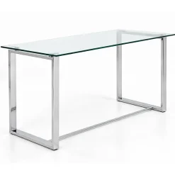 Mesa de Oficina de Cristal y Acero Inoxidable URBAN