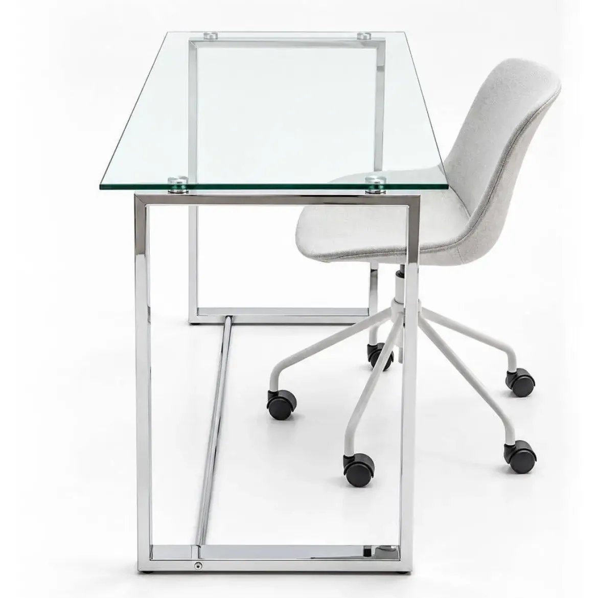 Mesa de Oficina de Cristal y Acero Inoxidable URBAN