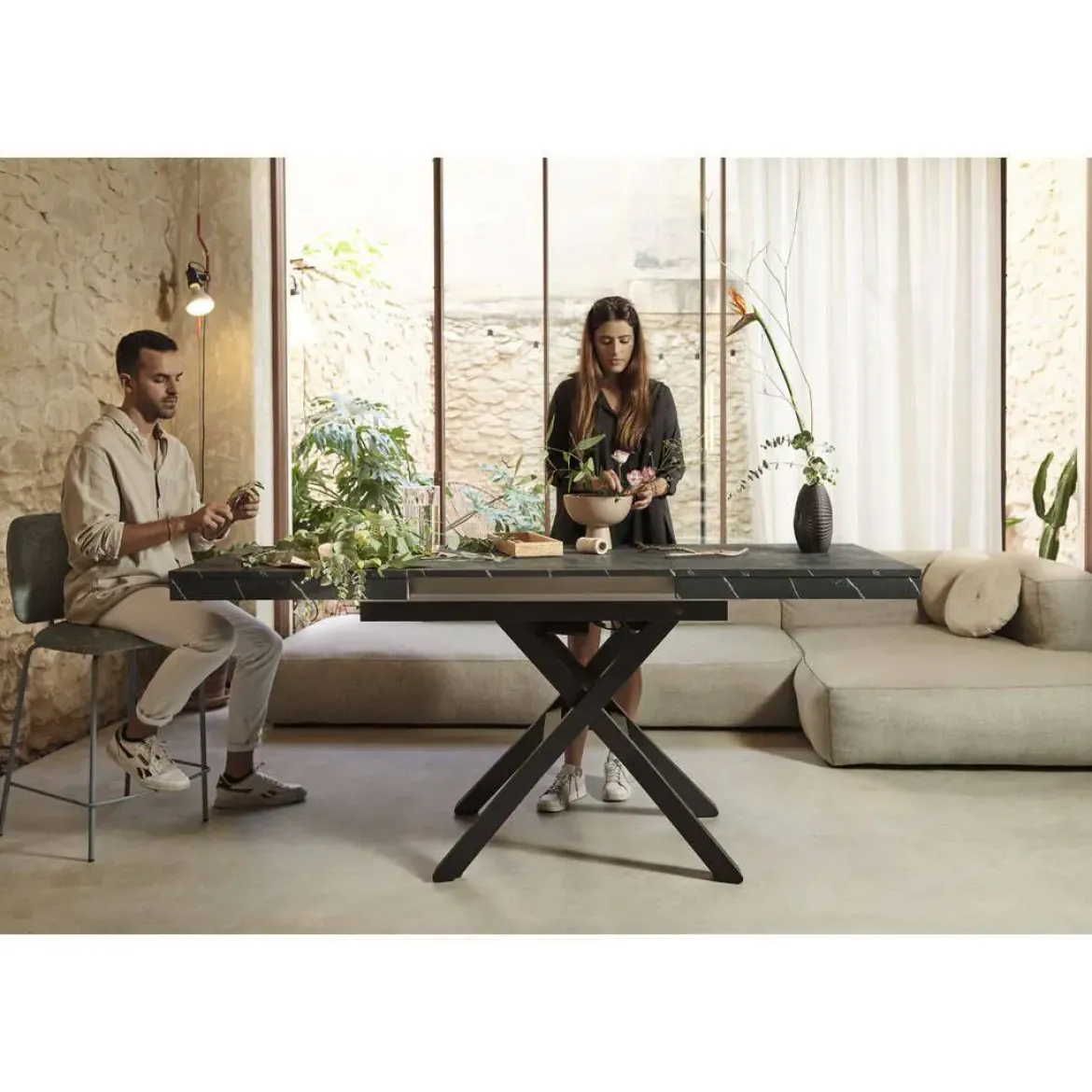 Mesa Elevable y Extensible 120x75 Tapa Melamina LONG WAY
