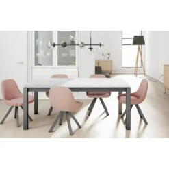 Mesa Extensible con Patas de Acero Aluminio y Encimera Aura 15 KERALA