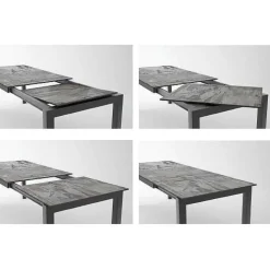 Mesa Extensible con Patas de Acero Antracita y Encimera Kelya KERALA