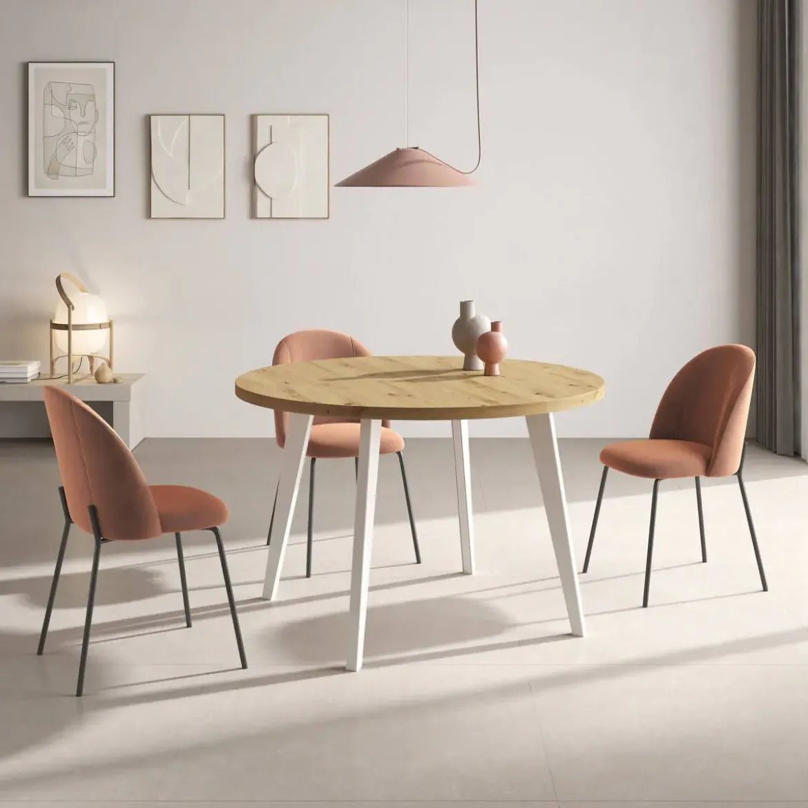 Mesa Fija 100 cm con Patas Metálicas Inclinadas M818