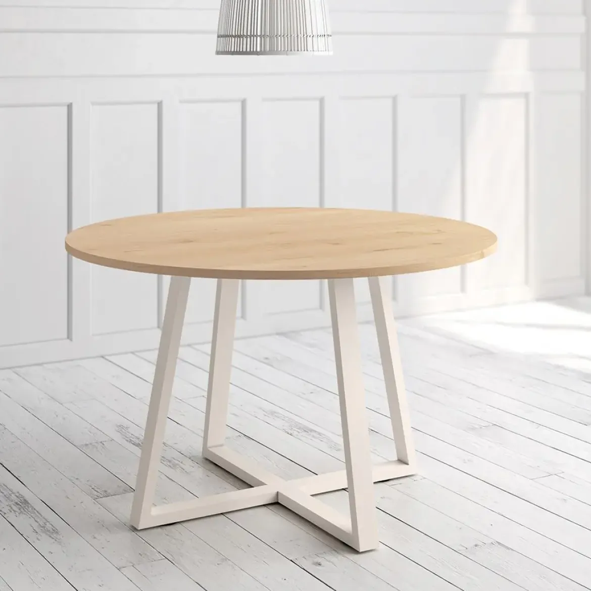 Mesa Lugano Circular 120 cm Estuctura Marfil BOGAL CNG049M