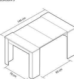 Mesa multifunción extensible de melamina blanca con 5 posiciones 004580BO