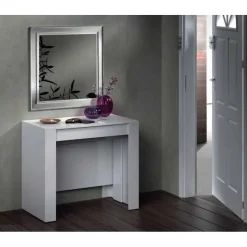 Mesa multifunción extensible de melamina blanca con 5 posiciones 004580BO