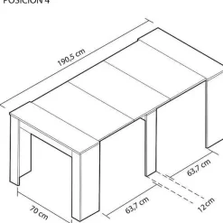Mesa multifunción extensible de melamina blanca con 5 posiciones 004580BO
