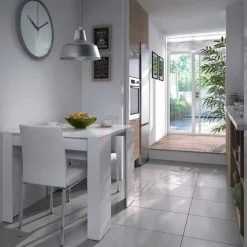 Mesa multifunción extensible de melamina blanca con 5 posiciones 004580BO