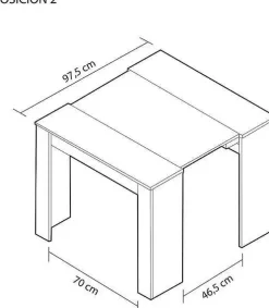 Mesa multifunción extensible de melamina blanca con 5 posiciones 004580BO