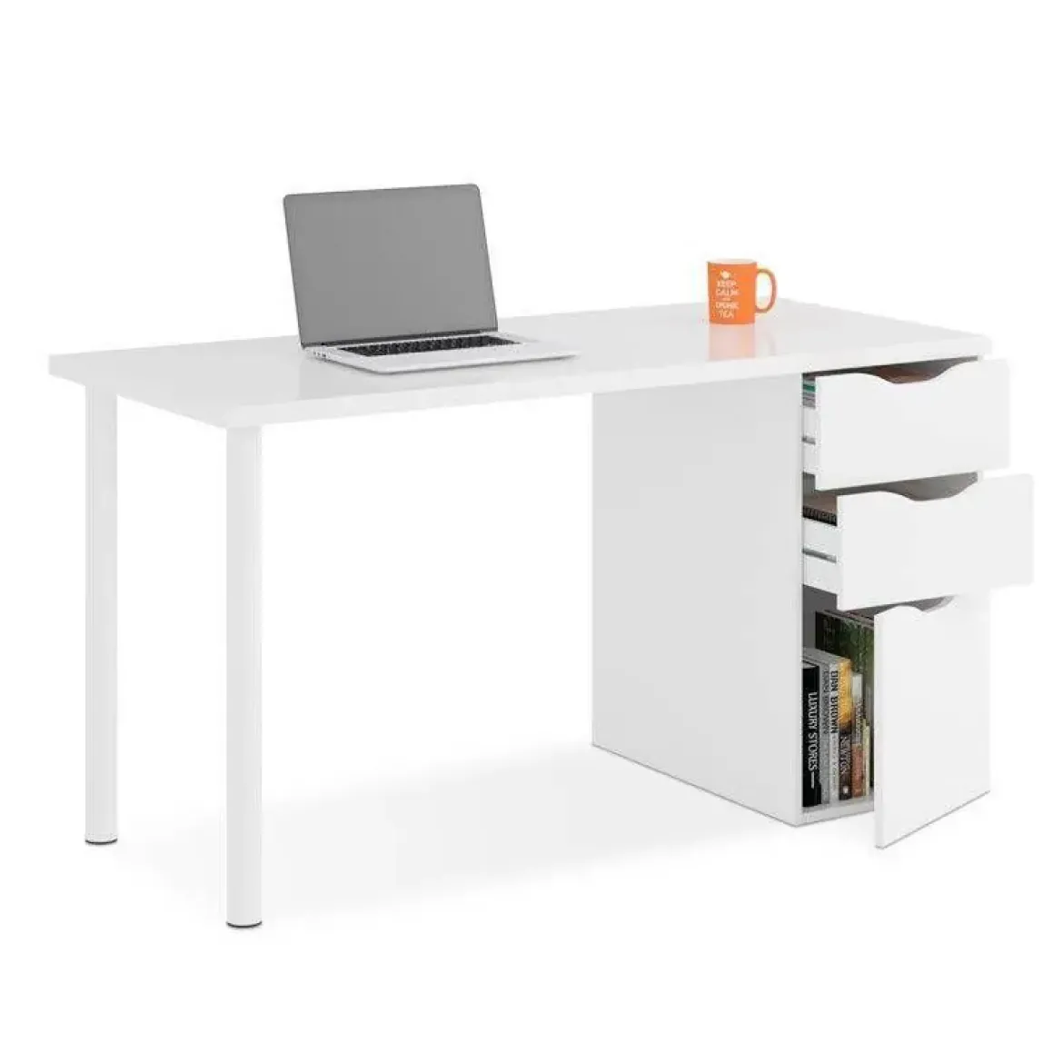 Mesa ordenador reversible de melamina blanco artik 004604A