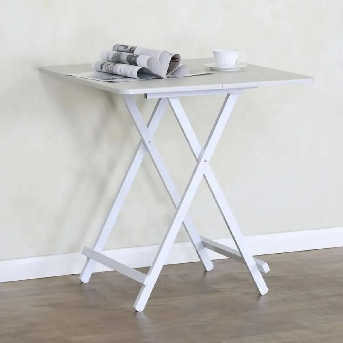 Mesa Plegable Acabado Blanco Estructura en Madera 311938