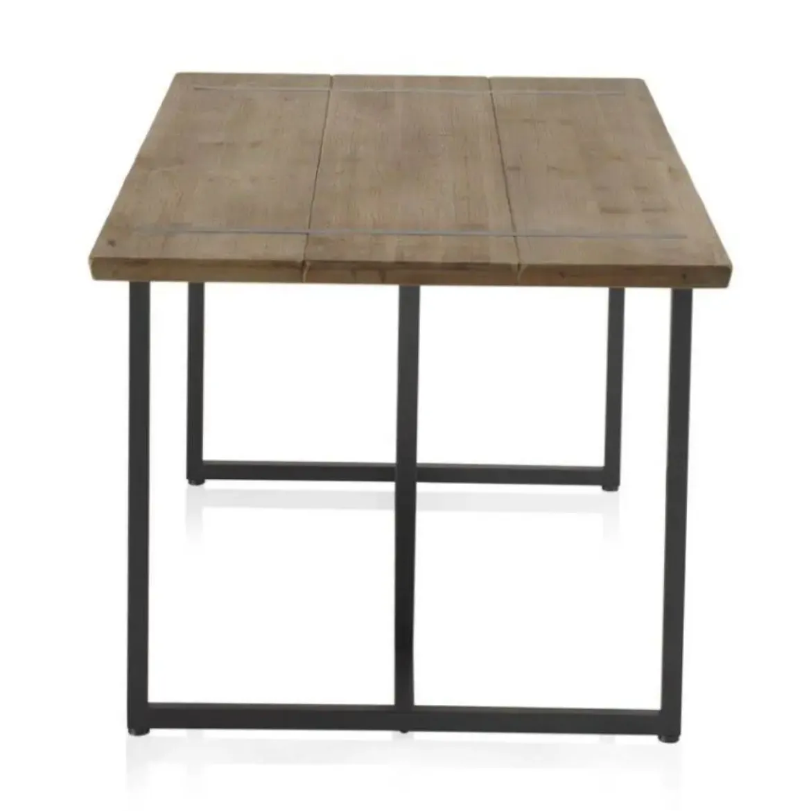 Mesa rectangular de metal con sobre de madera maciza color natural GABAR 10963