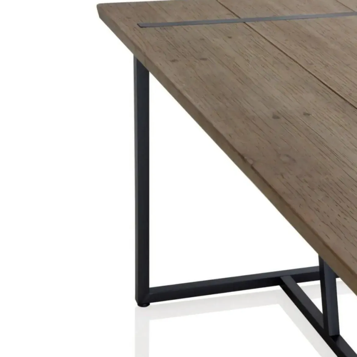 Mesa rectangular de metal con sobre de madera maciza color natural GABAR 10963