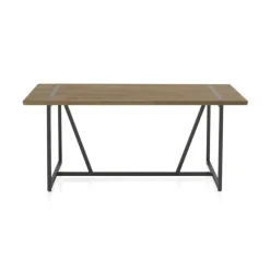 Mesa rectangular de metal con sobre de madera maciza color natural GABAR 10963