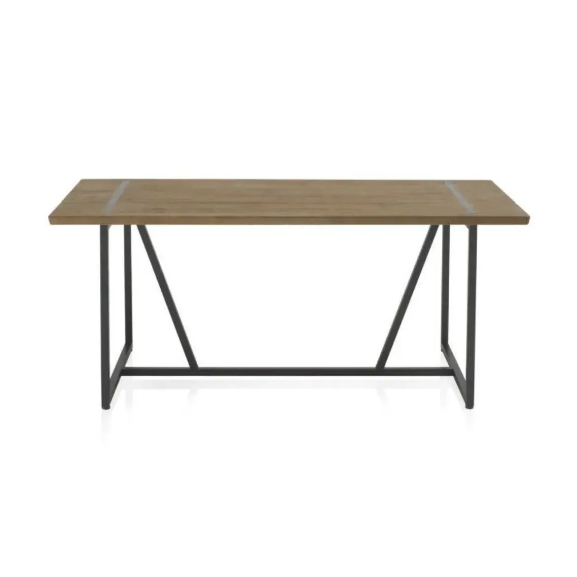 Mesa rectangular de metal con sobre de madera maciza color natural GABAR 10963