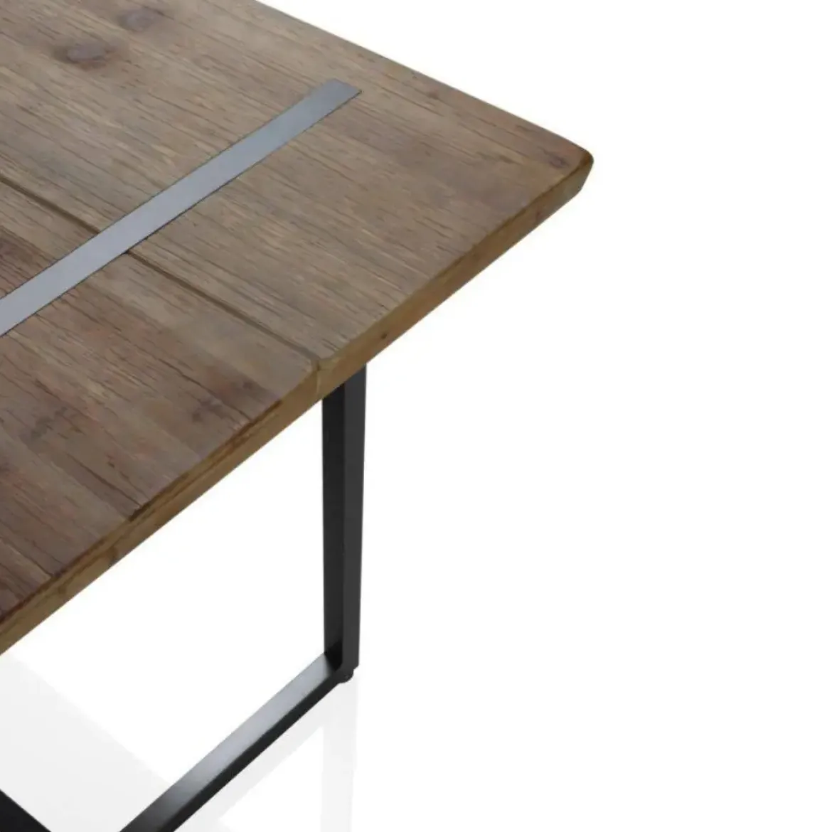 Mesa rectangular de metal con sobre de madera maciza color natural GABAR 10963