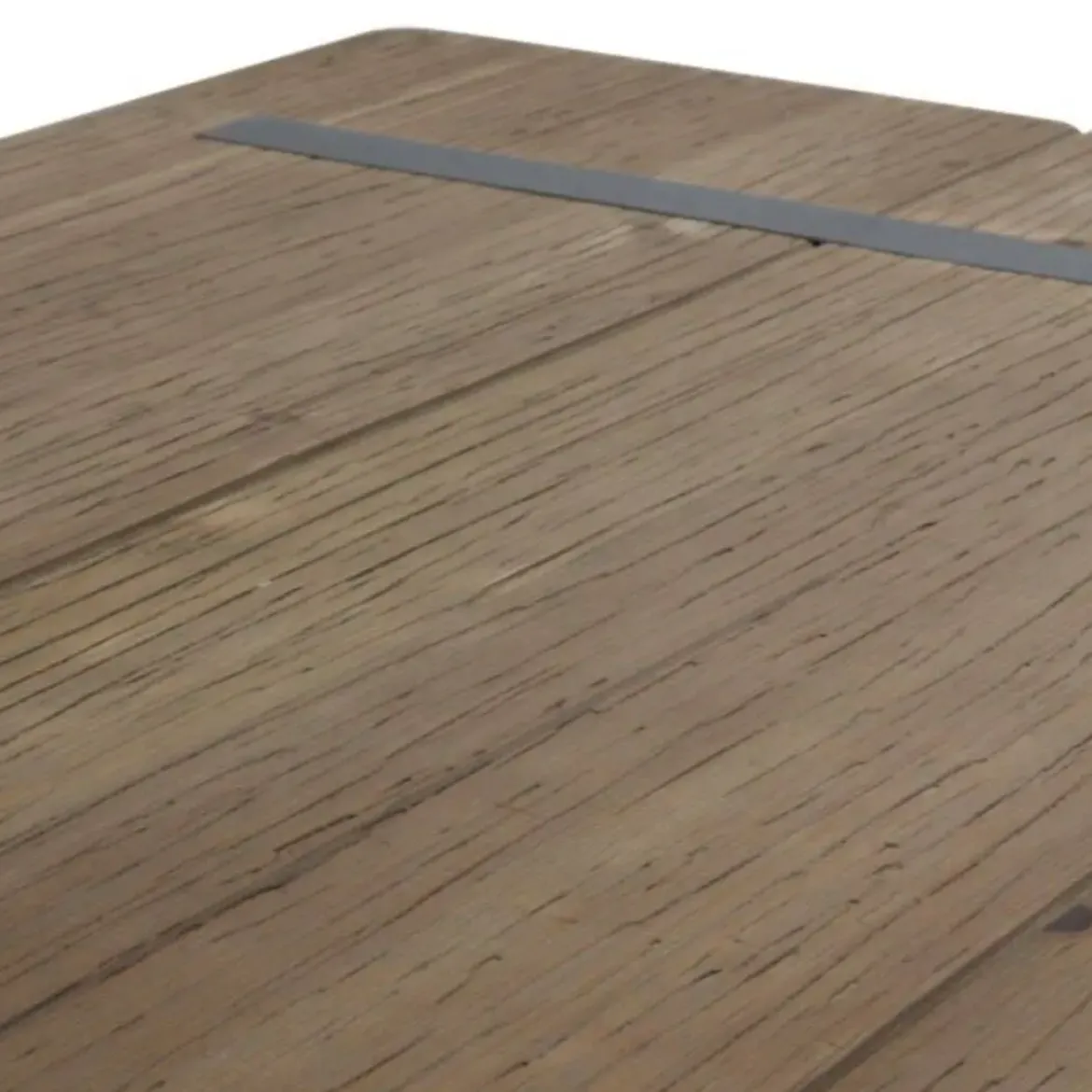 Mesa rectangular de metal con sobre de madera maciza color natural GABAR 10963