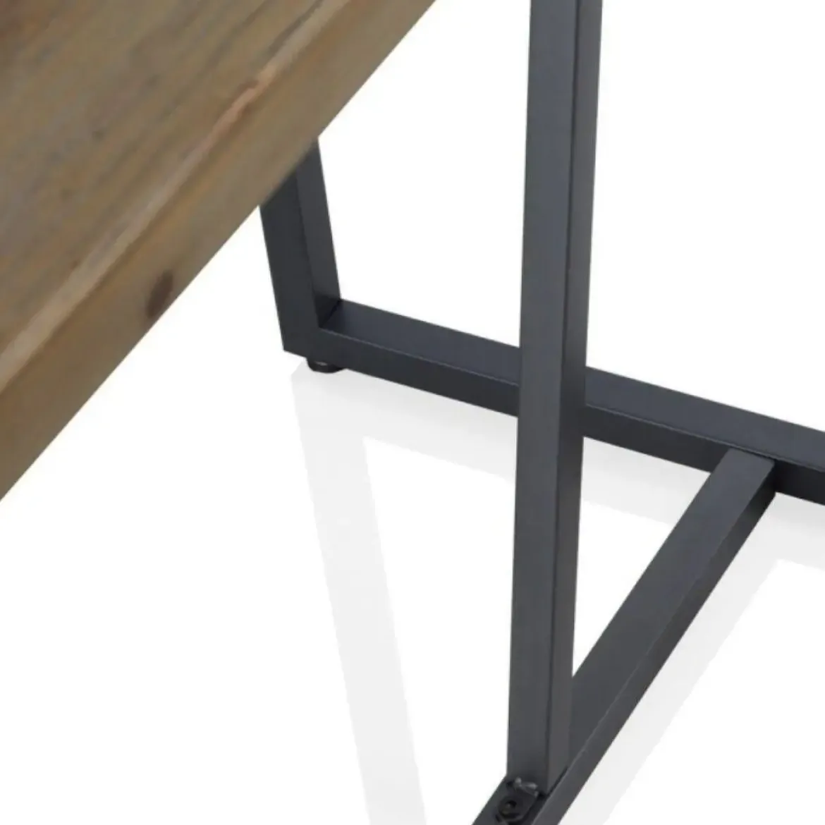 Mesa rectangular de metal con sobre de madera maciza color natural GABAR 10963