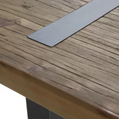 Mesa rectangular de metal con sobre de madera maciza color natural GABAR 10963
