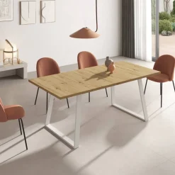 Mesa Rectangular Extensible 140x90 cm con Patas Metálicas Trapecio M800
