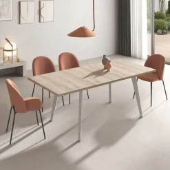 Mesa Rectangular Extensible 140x90 cm con Patas Metálicas Inclinadas M810