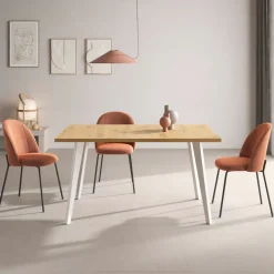 Mesa Rectangular Extensible 140x90 cm con Patas Metálicas Inclinadas M810