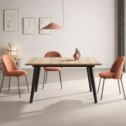 Mesa Rectangular Extensible 140x90 cm con Patas Metálicas Inclinadas M810