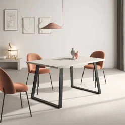 Mesa Rectangular Fija 140x90 cm con Patas Metálicas Trapecio M802