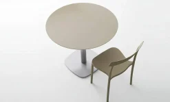 Mesa redonda 90 cm Encimera Cristal y Pata en Acero CIRCUS