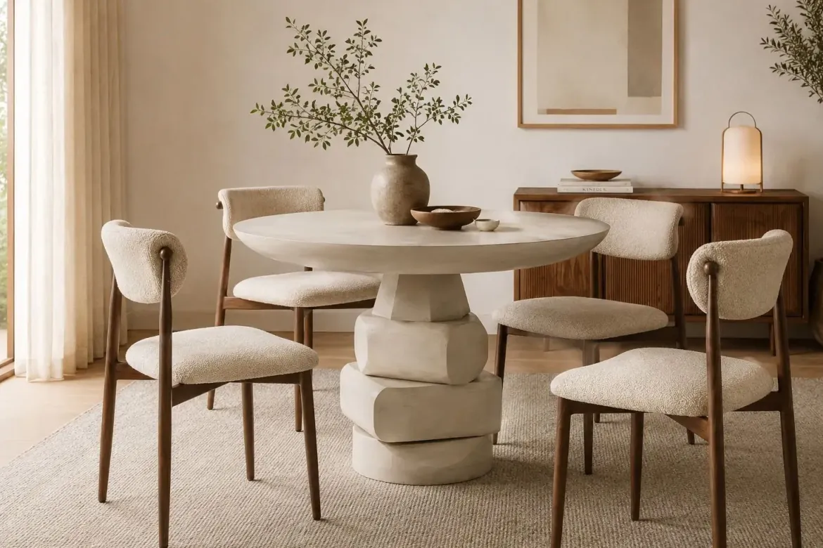 Mesa Redonda Comedor de Madera de Mango 100x76cm MB-213347
