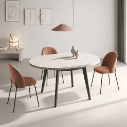 Mesa Redonda Extensible 100 cm con Patas Metálicas Inclinadas M816