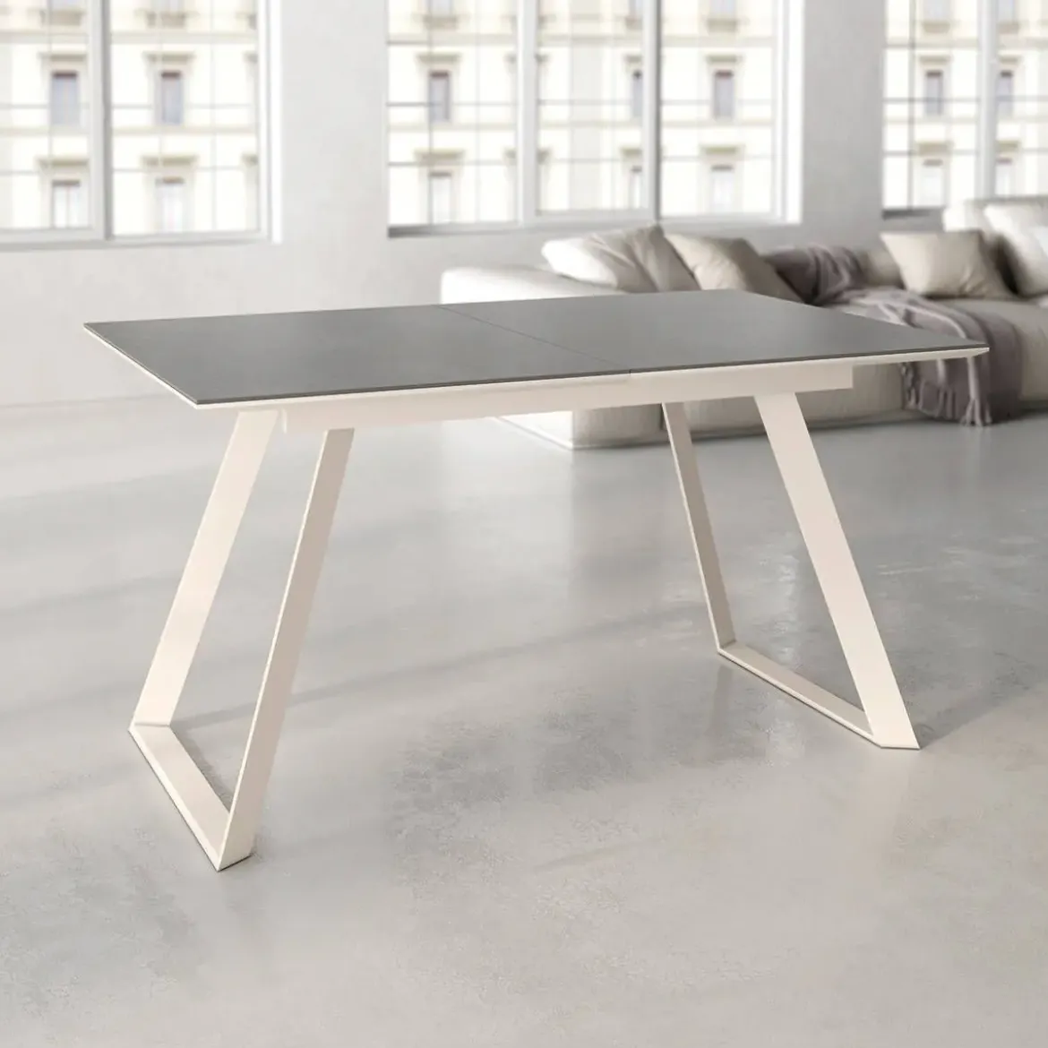 Mesa Sena Extensible de 160 cm de Porcelana con Estructura Marfil BOGAL CNG085M