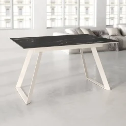Mesa Sena Extensible de 160 cm de Porcelana con Estructura Marfil BOGAL CNG085M