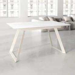 Mesa Sena Extensible de 160 cm de Porcelana con Estructura Marfil BOGAL CNG085M