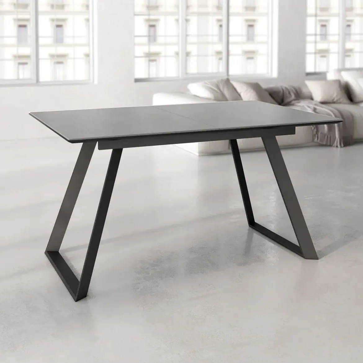 Mesa Sena Extensible de 160 cm de Porcelana con Estructura Negra BOGAL CNG085N