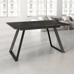 Mesa Sena Extensible de 160 cm de Porcelana con Estructura Negra BOGAL CNG085N