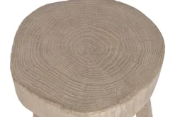 Mesita Auxiliar Redonda de Madera de Olmo Macizo Natural MB-226319